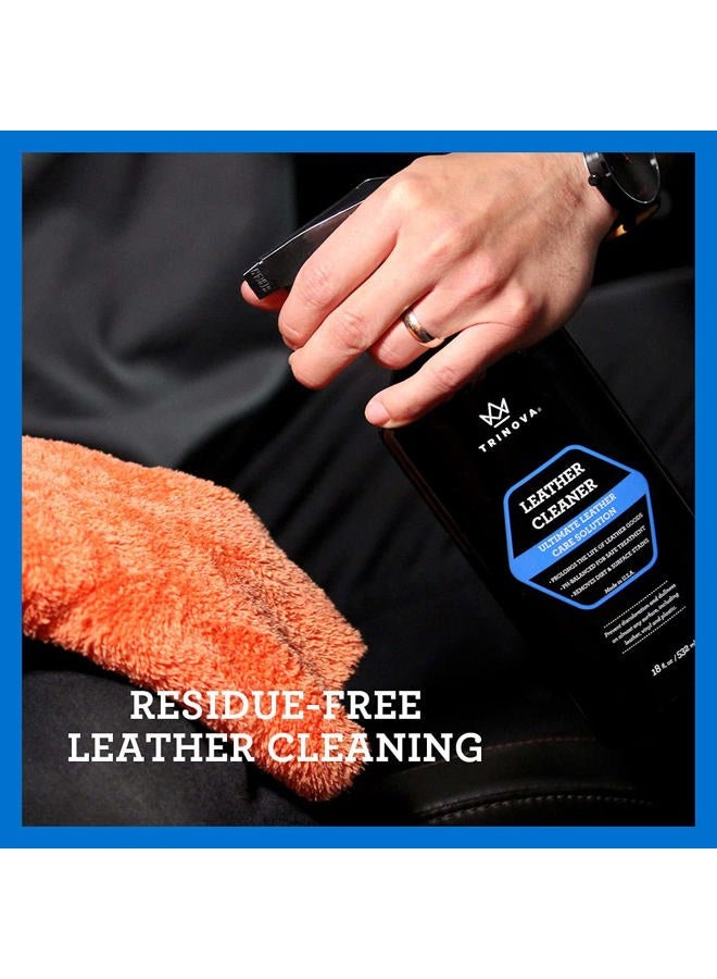 TriNova Leather Cleaner for Couch, Car Interior, Bags, Jackets, Saddles. Safe for use in Home or Car, Microfiber Included 18oz - Image 3