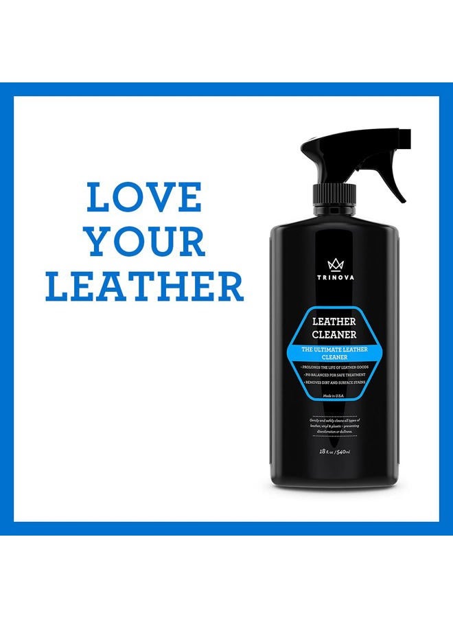 TriNova Leather Cleaner for Couch, Car Interior, Bags, Jackets, Saddles. Safe for use in Home or Car, Microfiber Included 18oz - Image 4
