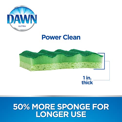 Dawn Power Clean Dual-Sided Scrubber Sponges for Dishwashing, Wave-Shaped Kitchen Sponges for Dish Cleaning, Pack of 12, Green - Image 5