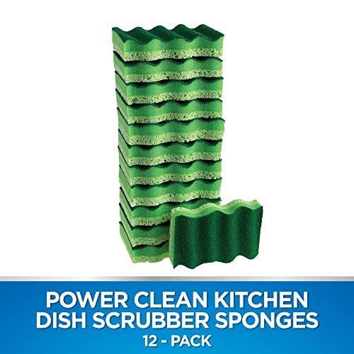Dawn Power Clean Dual-Sided Scrubber Sponges for Dishwashing, Wave-Shaped Kitchen Sponges for Dish Cleaning, Pack of 12, Green - Image 2