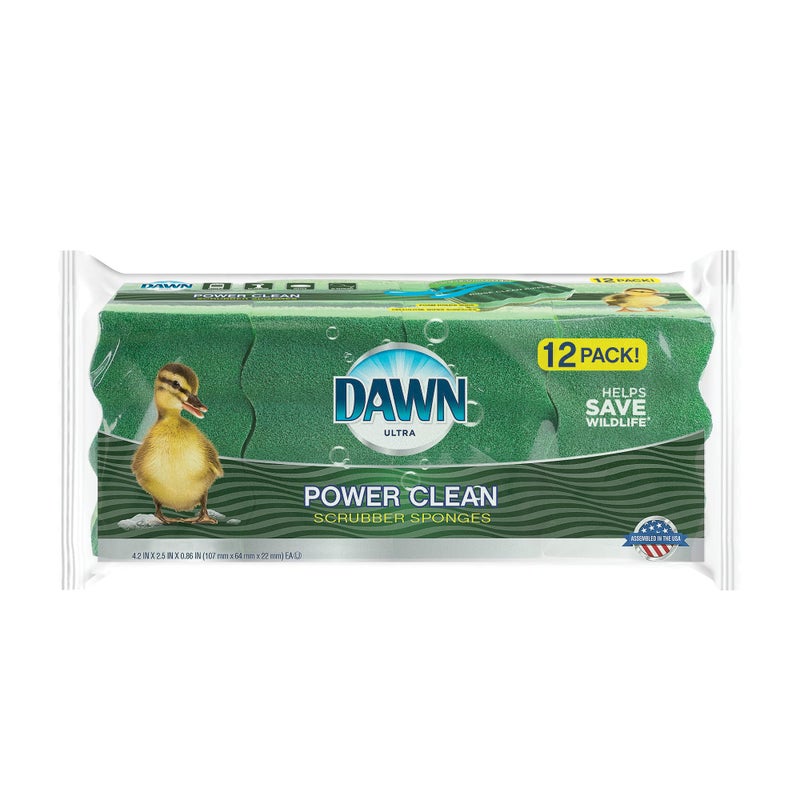 Dawn Power Clean Dual-Sided Scrubber Sponges for Dishwashing, Wave-Shaped Kitchen Sponges for Dish Cleaning, Pack of 12, Green - Image 3