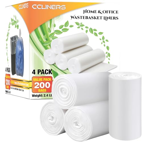 CCLINERS 4 Gallon Trash Bags Small Bathroom Garbage Bags Clear Plastic Wastebasket Trash Can Liners for Home and Office Bins, 200 Count - Image 1