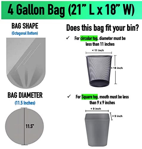 CCLINERS 4 Gallon Trash Bags Small Bathroom Garbage Bags Clear Plastic Wastebasket Trash Can Liners for Home and Office Bins, 200 Count - Image 2