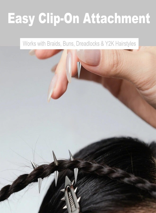 KGCGJVB 10PCS Goth Hair Accessories Spikes for Braids Punk Rock Festival Clips Gothic Hair Clip Set for Women Men Edgy Alt Grunge Braided Hair Accessories - Image 3