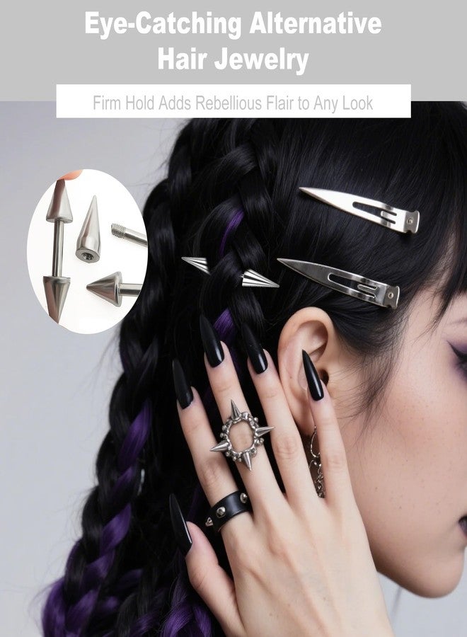 KGCGJVB 10PCS Goth Hair Accessories Spikes for Braids Punk Rock Festival Clips Gothic Hair Clip Set for Women Men Edgy Alt Grunge Braided Hair Accessories - Image 4