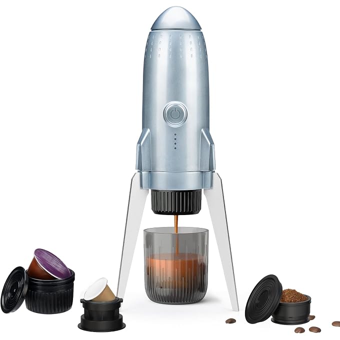 BENFUCHEN 3 in 1 Portable Espresso Machine On the Go, Electric Espresso Maker Self-Heating,Mini backpacking Coffee Maker Compatible With NESPRESSO Pod,DolceGusto Pod and Ground Coffee For Travel - Image 1