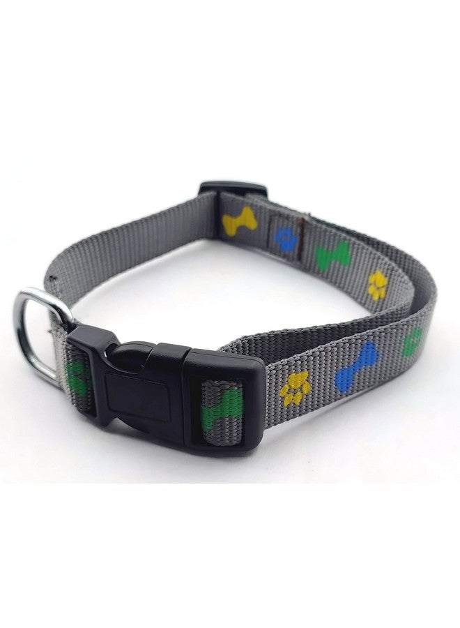 حزام أنيق للكلاب، طوق مطبوع عليه عظمة ومخالب للكلاب متوسطة الحجم بمقاس رقبة من 12 بوصة إلى 19 بوصة قابل للتعديل - عبوة من قطعة واحدة - Image 3