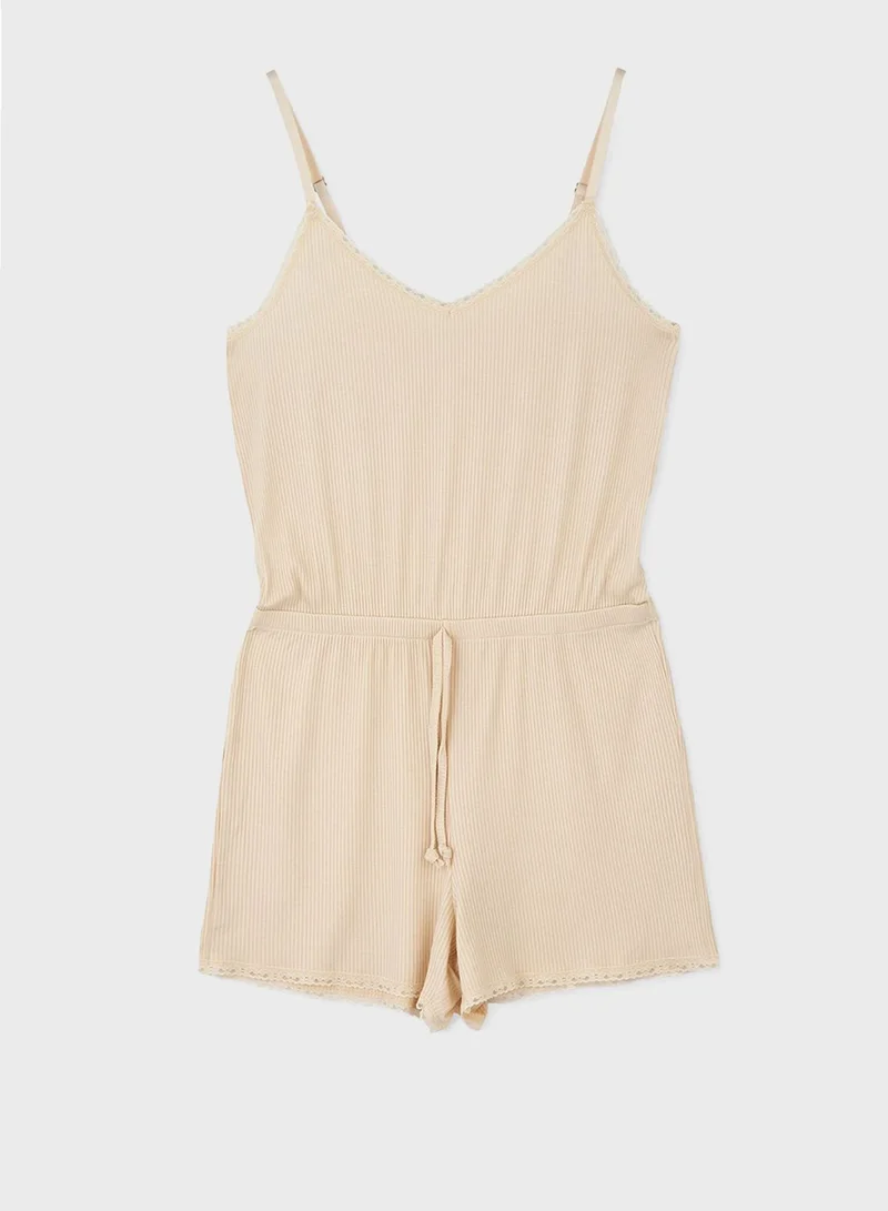 dagi Strappy Ribbed Playsuit