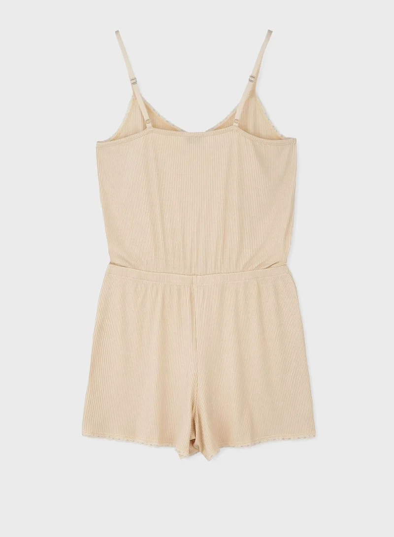 dagi Strappy Ribbed Playsuit