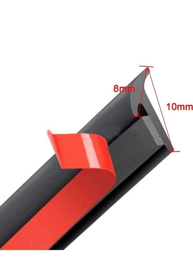 Auto Rubber Weather Draft Seal Strip, 5M/16.5Ft Universal Self Adhesive Car Windshield Edge Moulding Sealing Strip Soundproof T-Type Protector Trim, Black, 8x10mm - Image 2
