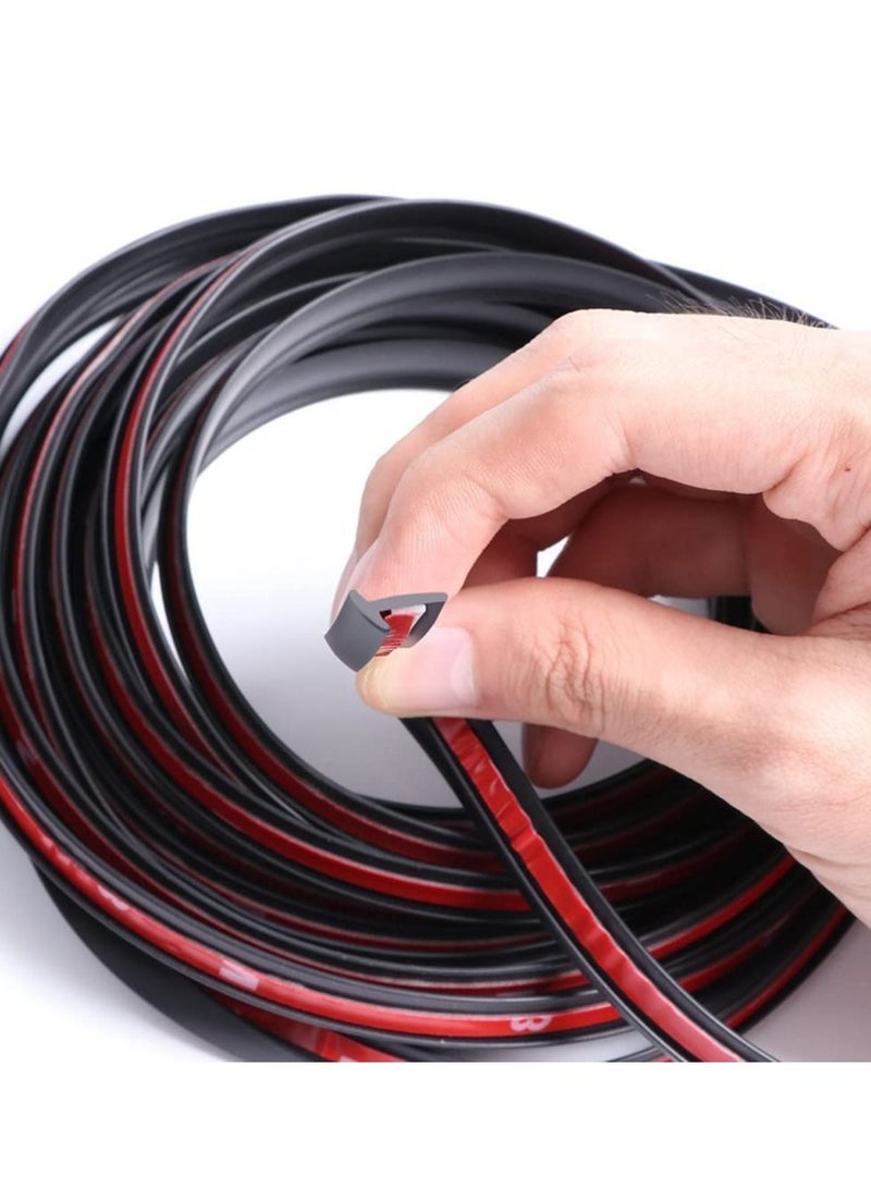 Auto Rubber Weather Draft Seal Strip, 5M/16.5Ft Universal Self Adhesive Car Windshield Edge Moulding Sealing Strip Soundproof T-Type Protector Trim, Black, 8x10mm - Image 5
