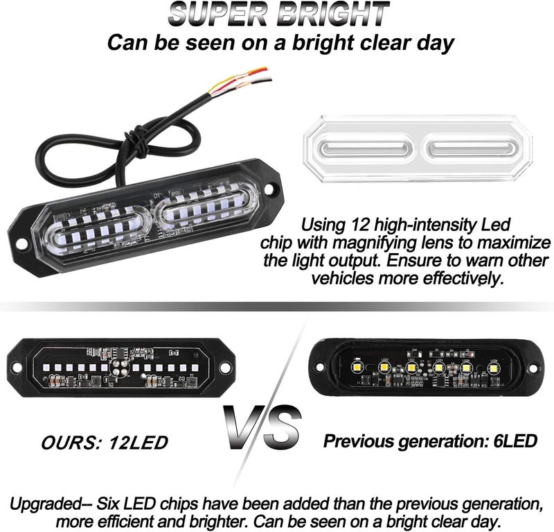 ASPL 8pcs Ultra Slim 12-LED Surface Mount Flashing Strobe Lights - Blue Emergency Beacon - Image 2