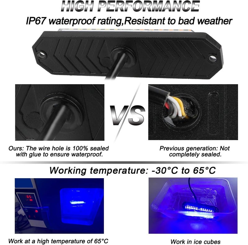 ASPL 8pcs Ultra Slim 12-LED Surface Mount Flashing Strobe Lights - Blue Emergency Beacon - Image 3