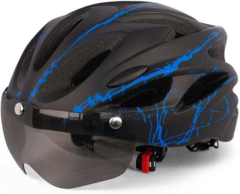 shenruifa Bike Helmet for Adults with Magnetic Visor - Blue Black - Image 1