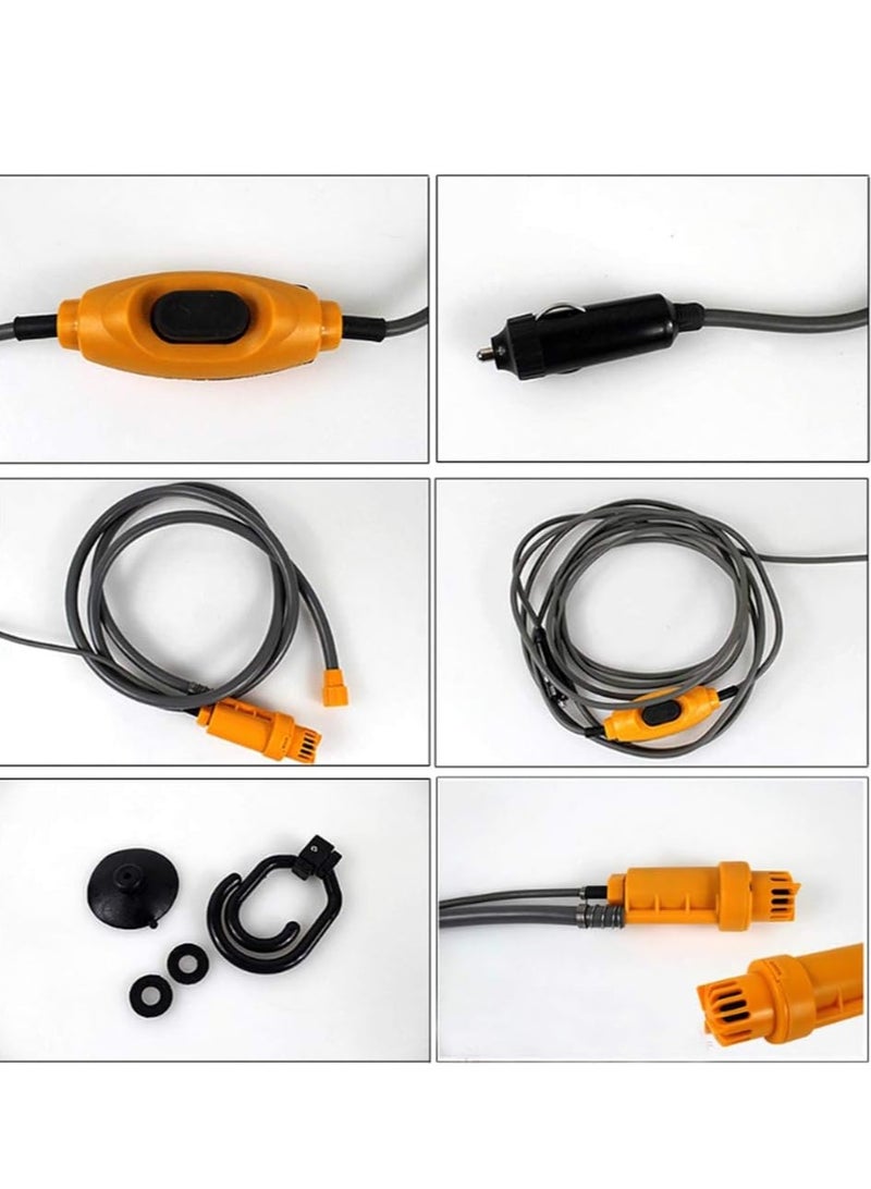 Denx 12V Portable Car Washer - Pumps Water from Bucket into a Steady, Gentle Shower Stream for Camping, Travel, Beach, Swimming, Pets, Outdoor & Indoor - Image 5