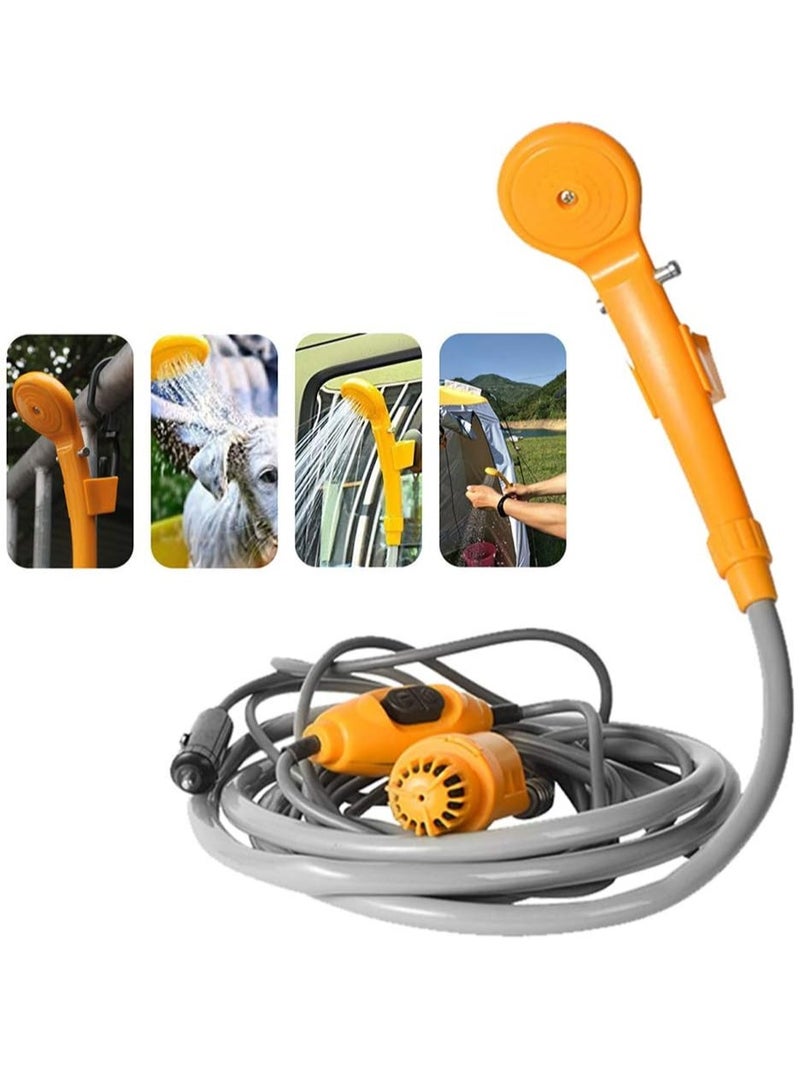 Denx 12V Portable Car Washer - Pumps Water from Bucket into a Steady, Gentle Shower Stream for Camping, Travel, Beach, Swimming, Pets, Outdoor & Indoor - Image 1