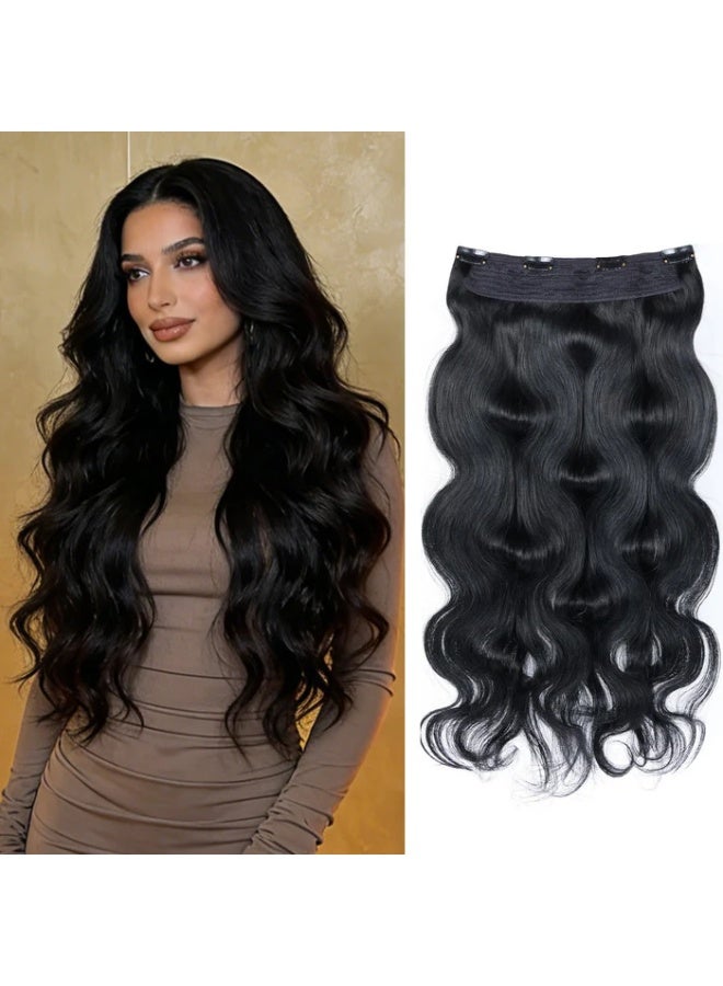 Richcoco Rich Coco 100% Human Hair Clip In Extensions 1 Piece Natural Black Wavy Hair Soft Thick Tangle Free Easy Install - Image 2
