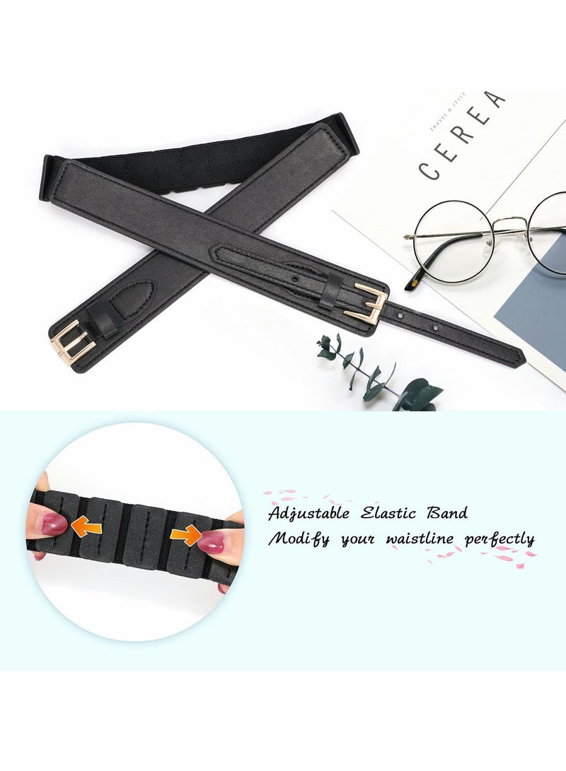 SYOSI Women Wide Waist Belt for Dress Ladies Cinch Leather Belt for Girls Accessories Fashion Women Belt Vintage Buckle PU Elastic Stretchy Corset Cinch Belt Retro Cinch Wide Waist Belt - Image 4