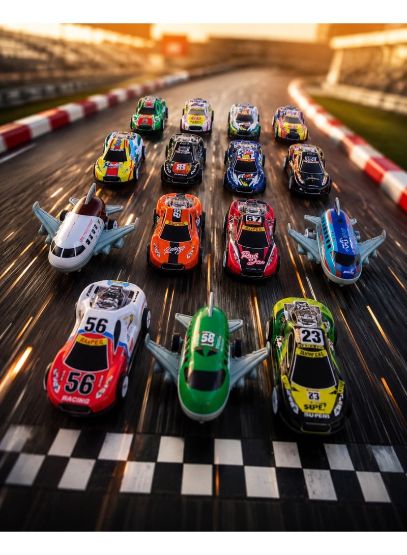 First Choice Kids' Toys – 4-Piece Assortment of Fast Racing Cars and Planes, Pull-Back Action, Perfect Gift for Kids - Image 2