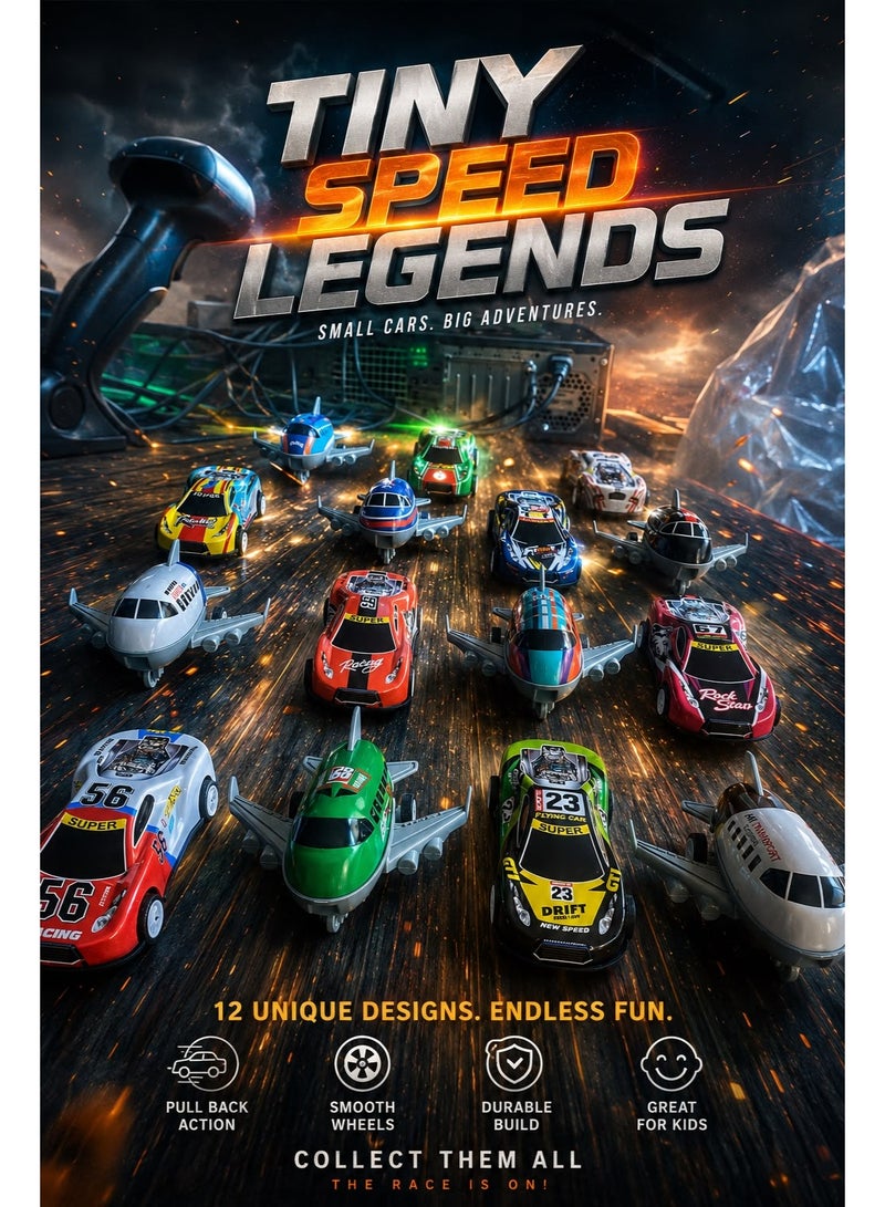 First Choice Kids' Toys – 4-Piece Assortment of Fast Racing Cars and Planes, Pull-Back Action, Perfect Gift for Kids - Image 3