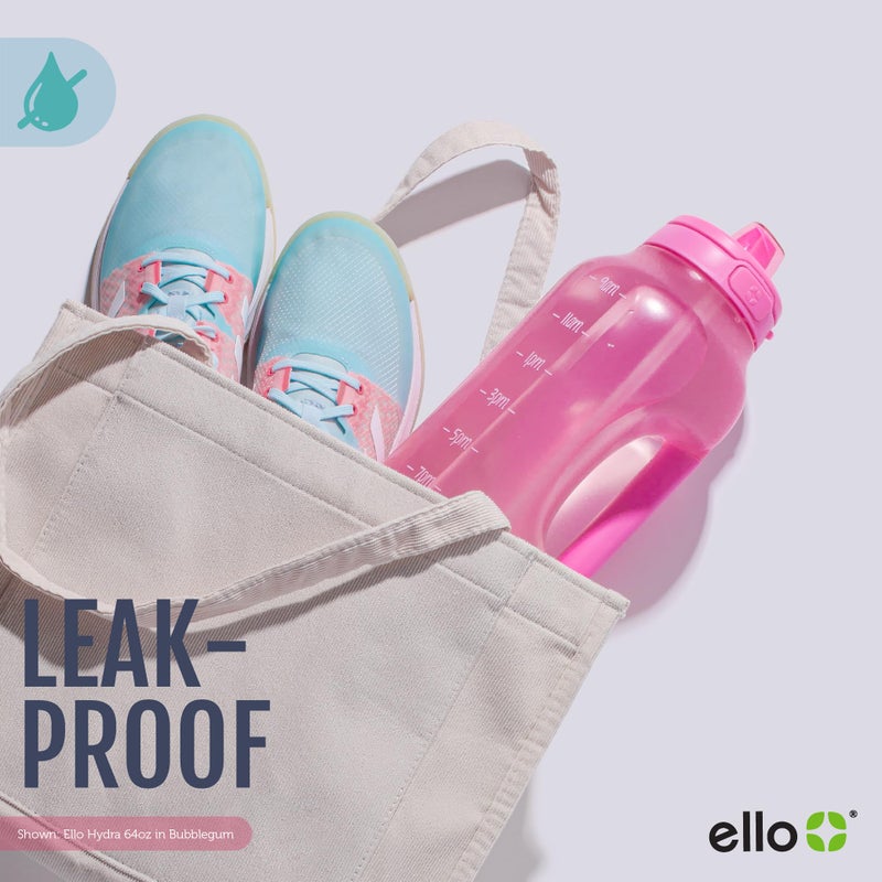 Ello Hydra 64oz Half Gallon Water Jug with Bottle Bag Handle and Motivational Time Markers for All Day Hydration, Plastic Reusable Water Bottle with Straw and Locking, Leak Proof Lid, BPA Free, Daisy - Image 5