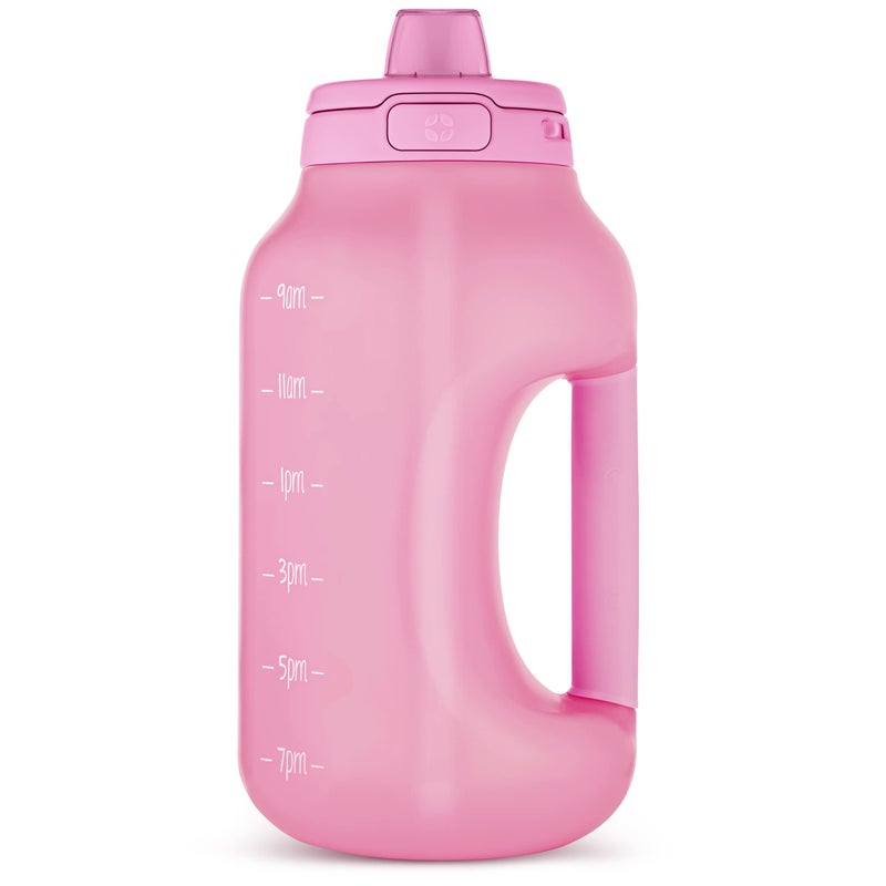 Ello Hydra 64oz Half Gallon Water Jug with Bottle Bag Handle and Motivational Time Markers for All Day Hydration, Plastic Reusable Water Bottle with Straw and Locking, Leak Proof Lid, BPA Free, Daisy - Image 1
