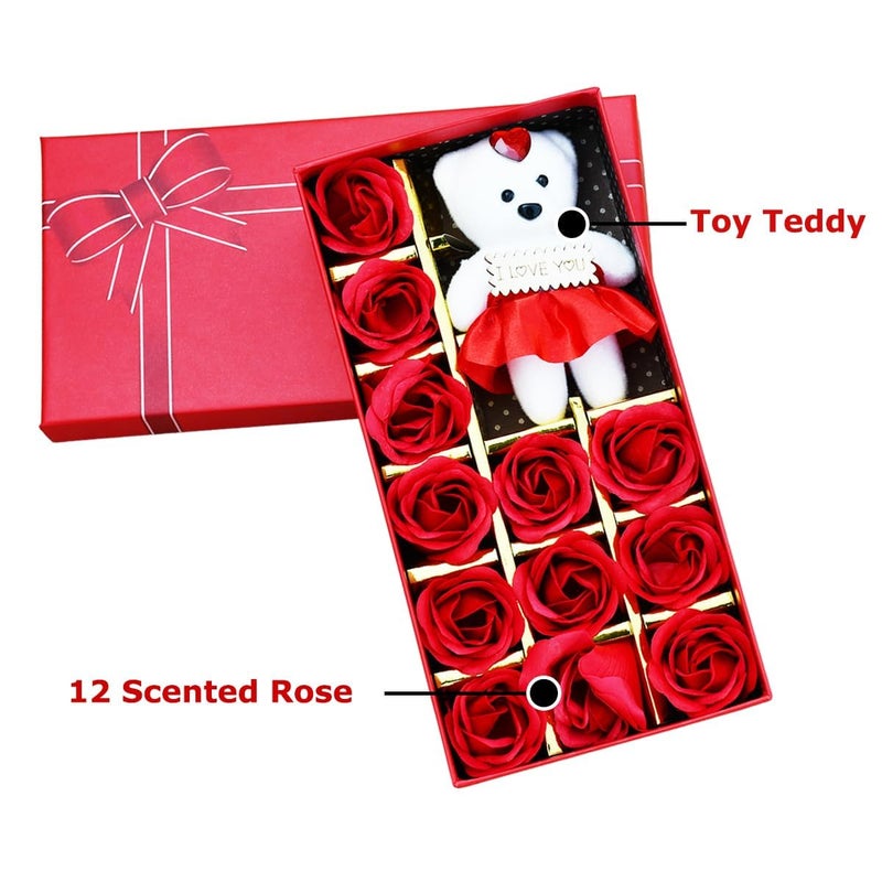 Saugat Traders Sorry Gift for Girlfriend and Boyfriend - Sorry Greeting Card, 12 Red Rose and Soft Toy Love Gift Box - Apology Gifts - Image 4