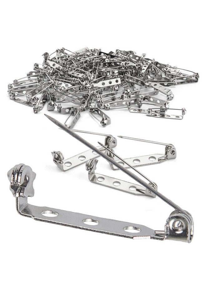 STARVAST 200 Pcs Silver Tone Brooch Pin Backs Clasp 1 Inch Bar Pins Findings 3 Holes Safety Pins For Badge Insignia Citation Bars Making Corsage Name Tags Toy Pins And Jewelry Making By Starvast - Image 1