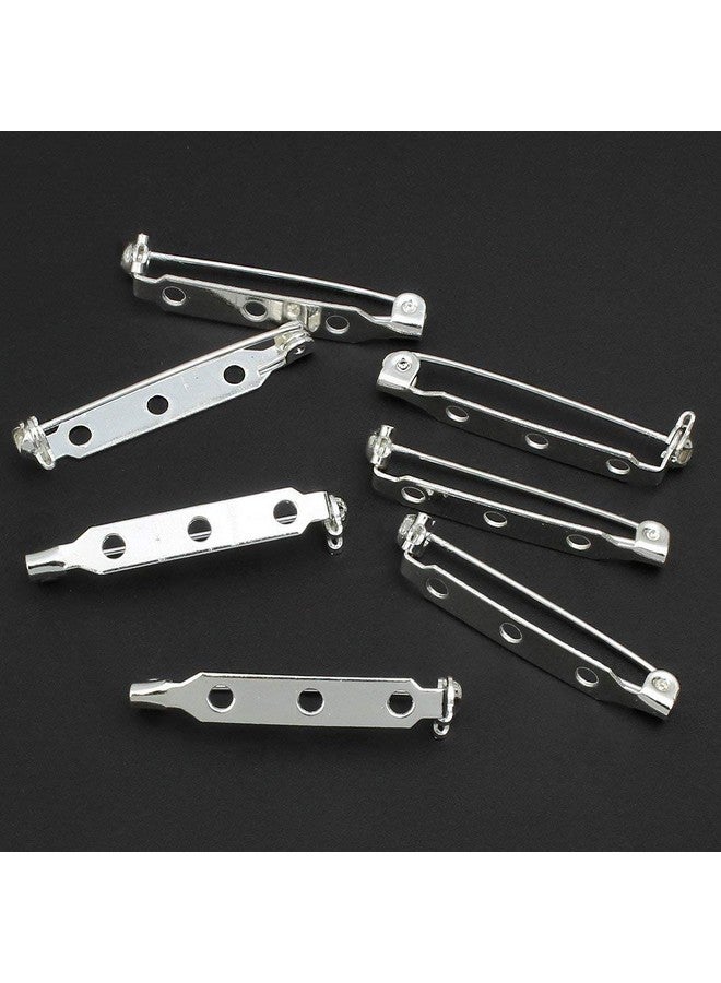 STARVAST 200 Pcs Silver Tone Brooch Pin Backs Clasp 1 Inch Bar Pins Findings 3 Holes Safety Pins For Badge Insignia Citation Bars Making Corsage Name Tags Toy Pins And Jewelry Making By Starvast - Image 2
