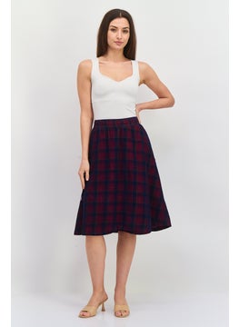 Robe Di Kappa Women Plaid Midi Skirt, Navy Combo  - Image 4