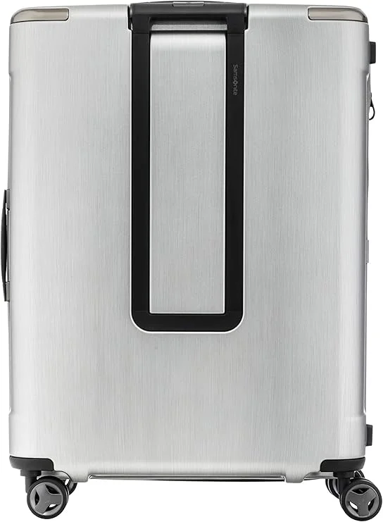 Samsonite 108/124 Evoa Suitcase Cabin Size 75 cm / 28 inch, 4 Spinner Wheels, Polycarbonate, Brushed Silver|Aero-Trac Suspension Wheels|TSA Lock|Divider Pad|Anti-Theft Secuirty Zipper|Expandable - 10 Years International Warranty Brushed Silver  | Best Price UAE