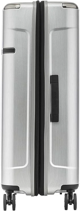 Samsonite 108/124 Evoa Suitcase Cabin Size 75 cm / 28 inch, 4 Spinner Wheels, Polycarbonate, Brushed Silver|Aero-Trac Suspension Wheels|TSA Lock|Divider Pad|Anti-Theft Secuirty Zipper|Expandable - 10 Years International Warranty Brushed Silver  | Best Price UAE