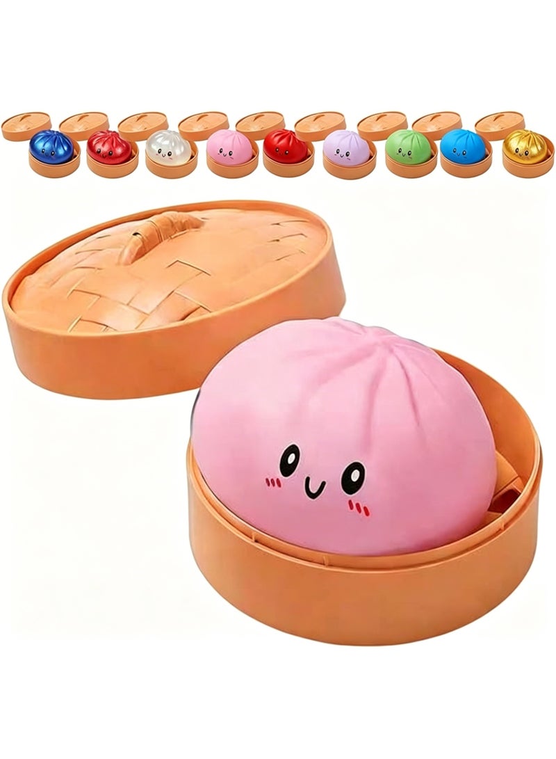 QITAI Glitter Dumpling, Glitter Dumpling Squishy with Box, Dumplings Sensory Squeeze Toy for Stress Relief (Pink) - Image 2