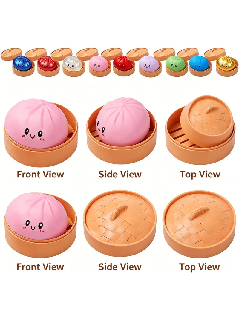 QITAI Glitter Dumpling, Glitter Dumpling Squishy with Box, Dumplings Sensory Squeeze Toy for Stress Relief (Pink) - Image 3