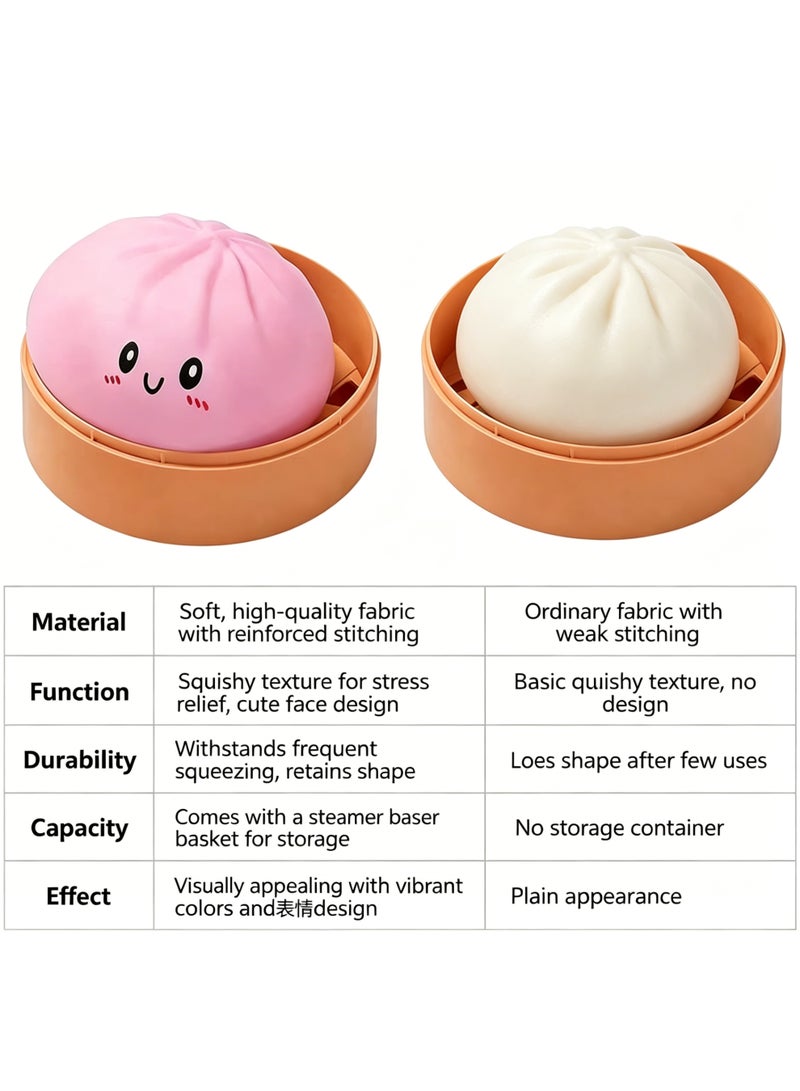 QITAI Glitter Dumpling, Glitter Dumpling Squishy with Box, Dumplings Sensory Squeeze Toy for Stress Relief (Pink) - Image 5