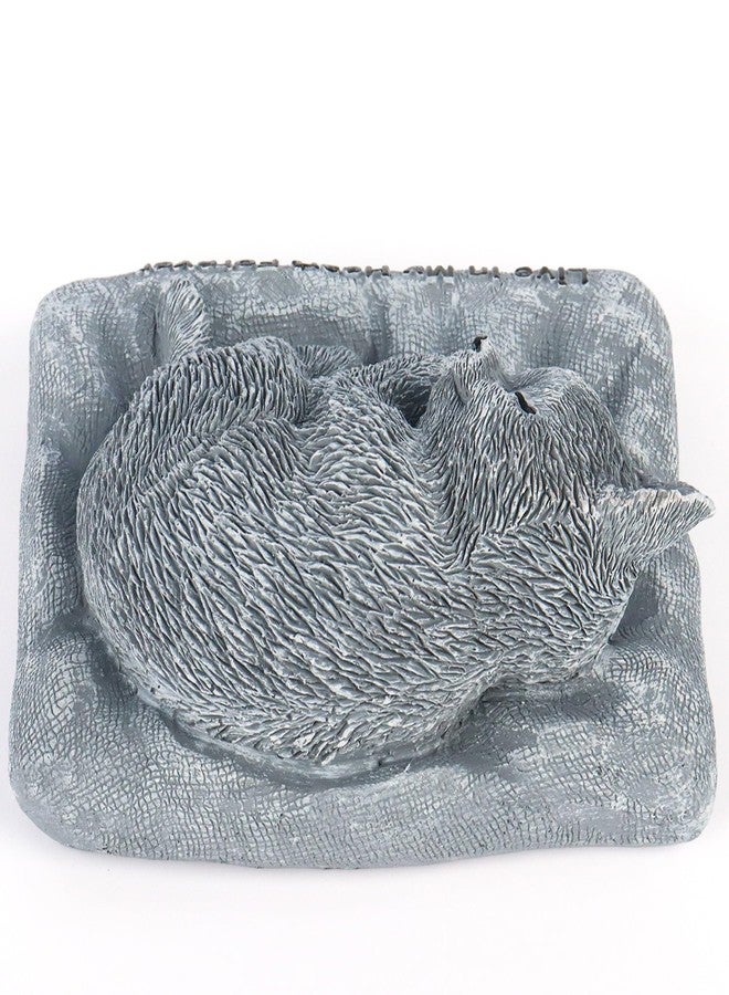 Dmnnlp Sleeping Cat Memorial Stones Statue Small 4.3x3.3x1.8in, Peaceful Sleeping Cat Statue for Garden, Pet Grave Markers, Loss of Pet Sympathy Gift -Gray (Cat Statue1) - Image 3