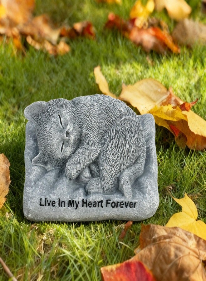 Dmnnlp Sleeping Cat Memorial Stones Statue Small 4.3x3.3x1.8in, Peaceful Sleeping Cat Statue for Garden, Pet Grave Markers, Loss of Pet Sympathy Gift -Gray (Cat Statue1) - Image 5