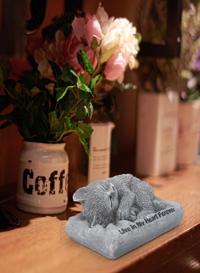 Dmnnlp Sleeping Cat Memorial Stones Statue Small 4.3x3.3x1.8in, Peaceful Sleeping Cat Statue for Garden, Pet Grave Markers, Loss of Pet Sympathy Gift -Gray (Cat Statue1) - Image 4