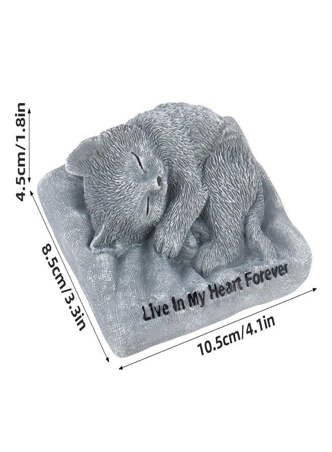 Dmnnlp Sleeping Cat Memorial Stones Statue Small 4.3x3.3x1.8in, Peaceful Sleeping Cat Statue for Garden, Pet Grave Markers, Loss of Pet Sympathy Gift -Gray (Cat Statue1) - Image 2