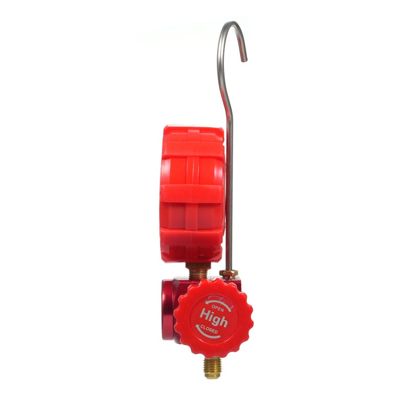 Single Manifold Gauge: Red Large Easy-to-Read Dial - Heavy-Duty Hook Enhanced Rubber Sleeve for R134A R22 R410A R404A Air Conditioning Refrigeration Systems - Image 5