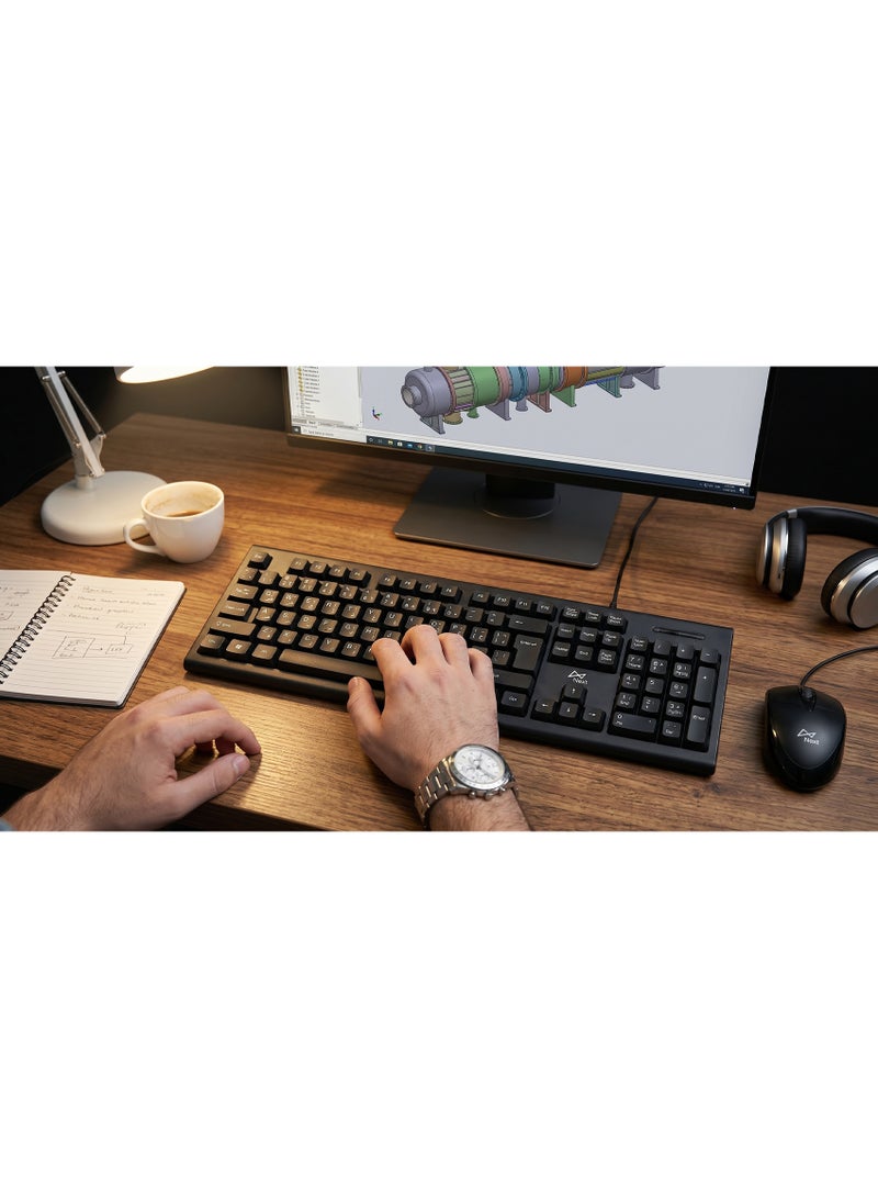 نيكست طقم كيبورد وماوس سلكي K1006 –  إحساس ميكانيكي – USB 2.0 – استجابة سريعة – تشغيل مباشر – لون أسود - Image 2