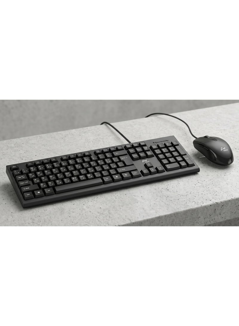 نيكست طقم كيبورد وماوس سلكي K1006 –  إحساس ميكانيكي – USB 2.0 – استجابة سريعة – تشغيل مباشر – لون أسود - Image 3