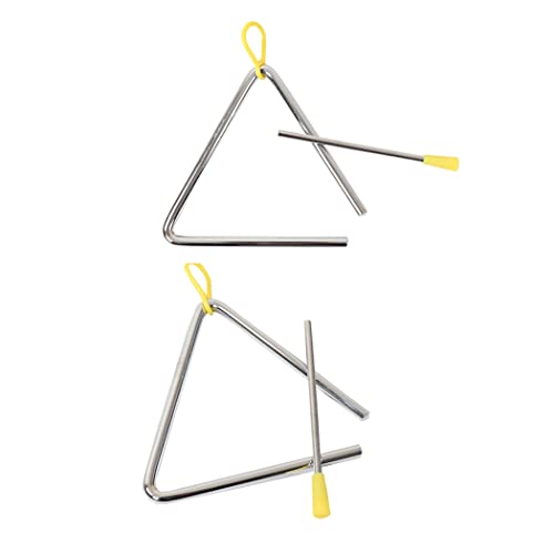 Ebonee 5" Musical Steel Triangle with Striker, 6" Hand Percussion Music Triangles Instrument 5 Inch 6 Inch for Music Learning Practicing Enlightenment (2 Pack) - Image 1