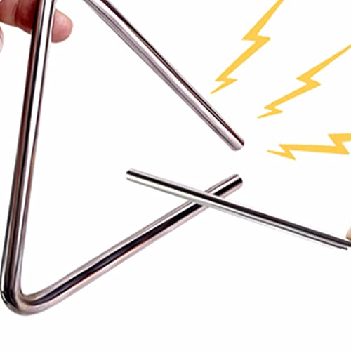 Ebonee 5" Musical Steel Triangle with Striker, 6" Hand Percussion Music Triangles Instrument 5 Inch 6 Inch for Music Learning Practicing Enlightenment (2 Pack) - Image 4