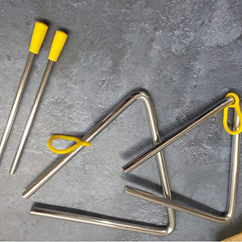 Ebonee 5" Musical Steel Triangle with Striker, 6" Hand Percussion Music Triangles Instrument 5 Inch 6 Inch for Music Learning Practicing Enlightenment (2 Pack) - Image 5
