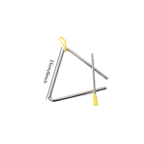 Ebonee 5" Musical Steel Triangle with Striker, 6" Hand Percussion Music Triangles Instrument 5 Inch 6 Inch for Music Learning Practicing Enlightenment (2 Pack) - Image 3