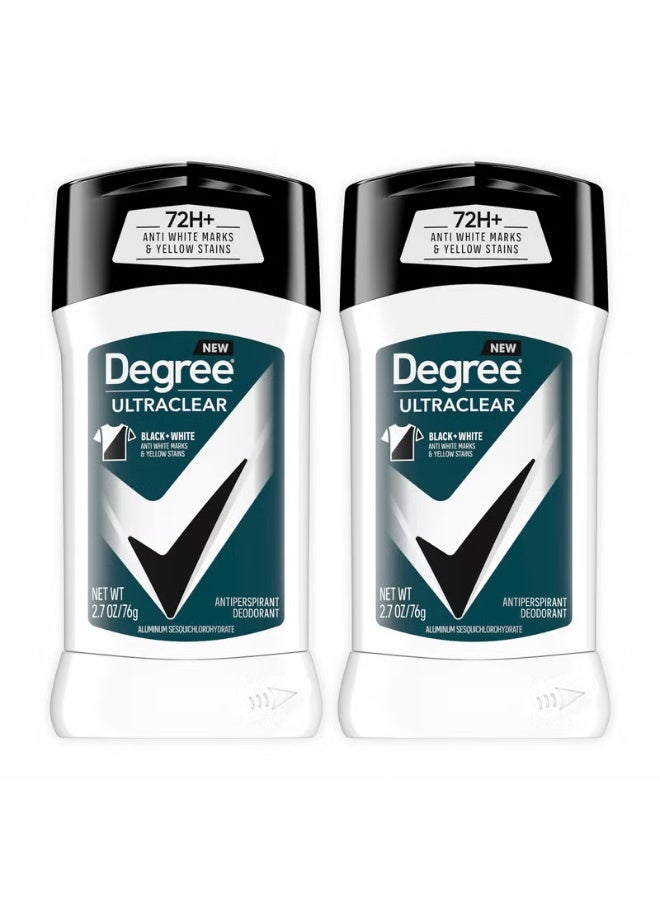 Degree Men UltraClear Antiperspirant Deodorant Black+White 2 Count 72-Hour Sweat & Odor Protection Antiperspirant For Men With MotionSense Technology 2.7 oz