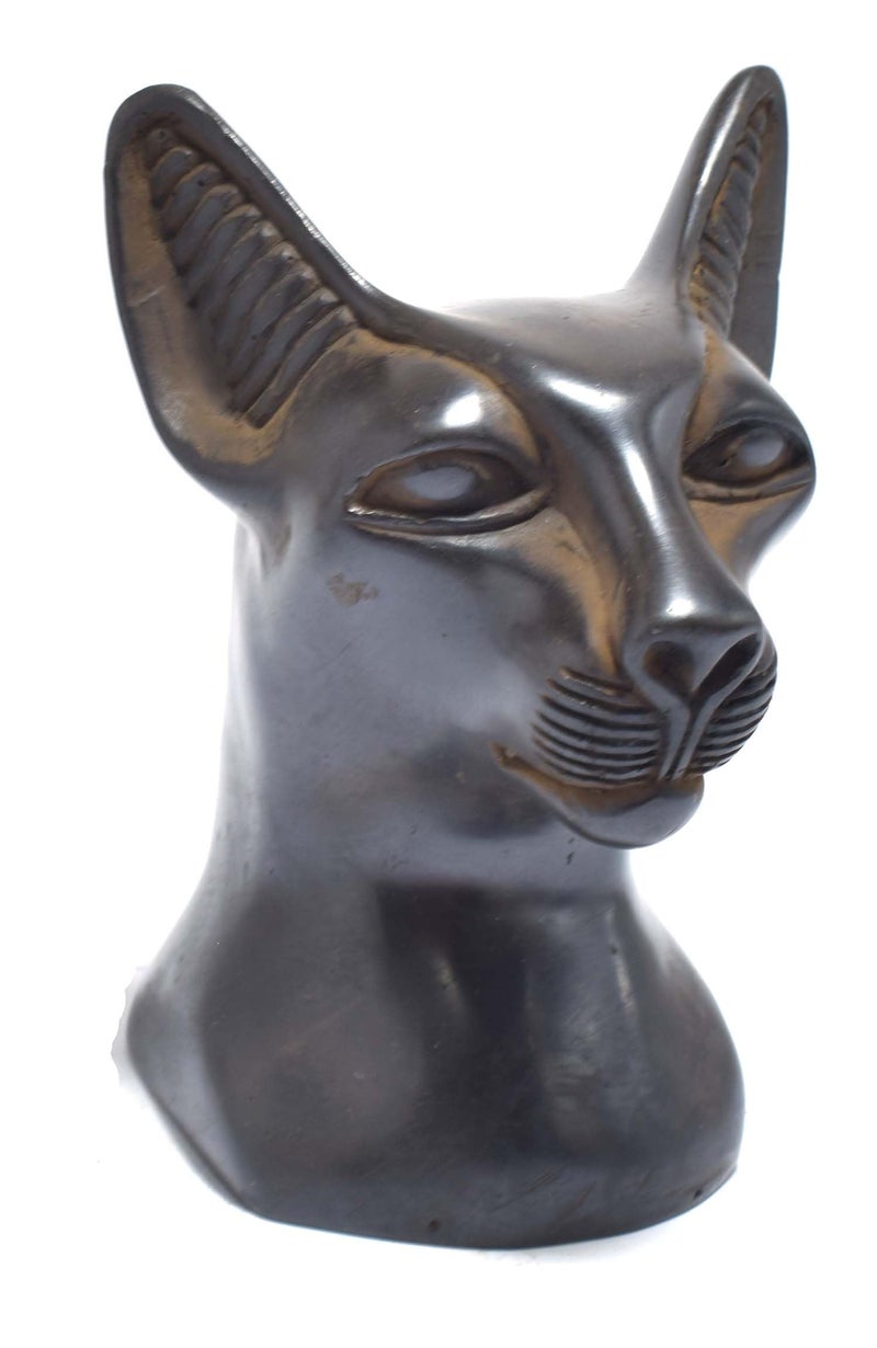 immatgar pharaonic bust bastet Statue ancient Egyptian souvenirs gifts for women and men Home Décor Sculpture Pharaohs art (Darck - 10.5 CM long) - Image 1