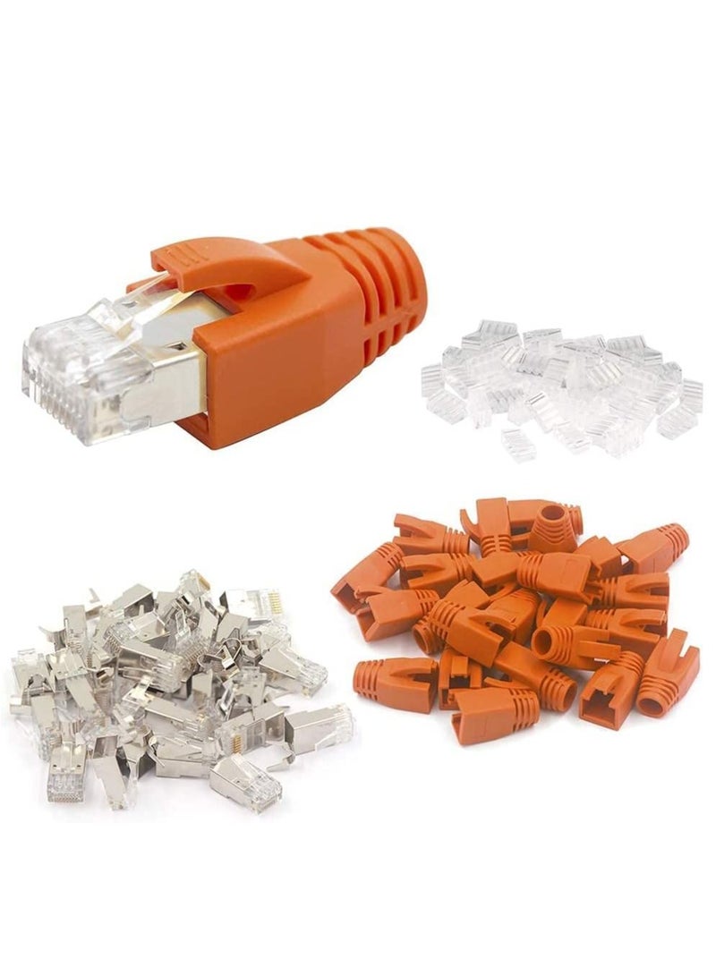 DKURVE موصلات DKURVE Cat7 Cat6A RJ45 تمرير محمية 30 حزمة (برتقالي) - Image 3