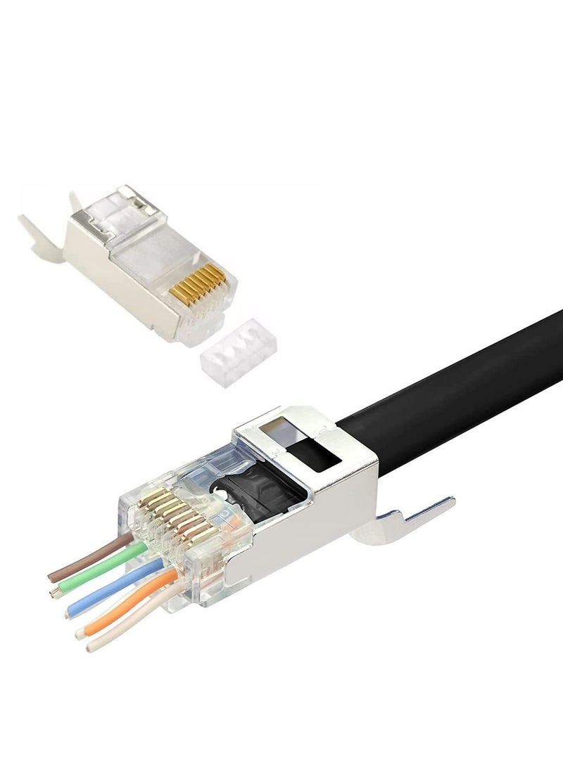 DKURVE موصلات DKURVE Cat7 Cat6A RJ45 تمرير محمية 30 حزمة (برتقالي) - Image 4